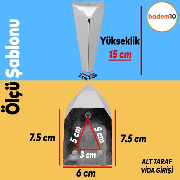 Harvey Lüks Mobilya Kanepe Sehpa Tv Ünitesi Koltuk Ayağı 15 Cm Krom Baza Ayakları - 2