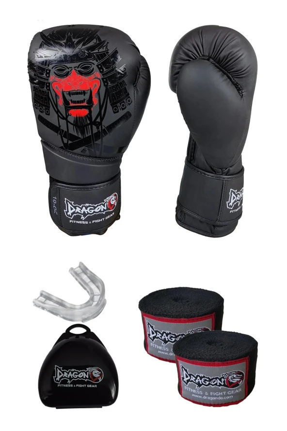 Dragondo Yakuza Boks Eldiveni,Şeffaf Dişlik ve 3,5 Metre Elastik Bandaj 3'lü Set - 1