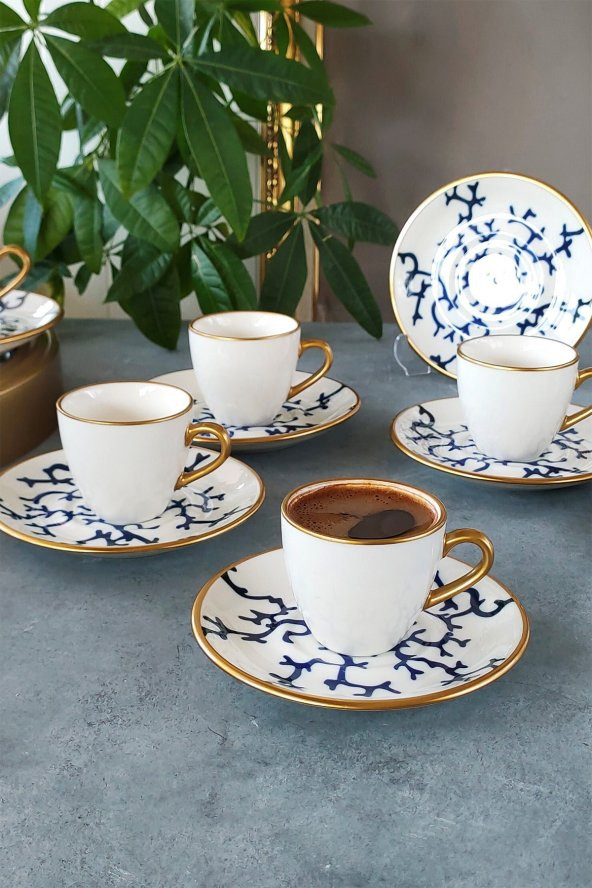 Regna Home Atlas Nora 6 Kişilik Yaldızlı Türk Kahvesi Fincan Takımı (EDFN-12-KFT-ATL ) - Resim 2