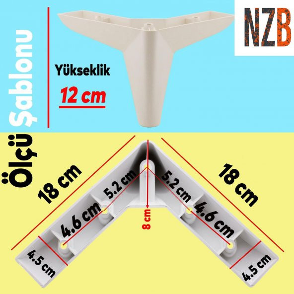 Lüks Mobilya Kanepe Sehpa Puf Koltuk Ayağı 12 cm Krem Baza Ayak - Resim 3