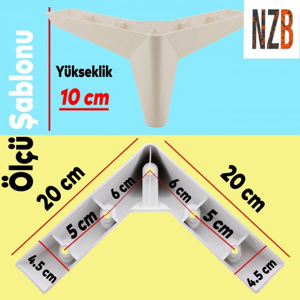 Lüks Mobilya Kanepe Sehpa Puf Koltuk Ayağı 10 cm Krem Baza Ayak - Resim 3