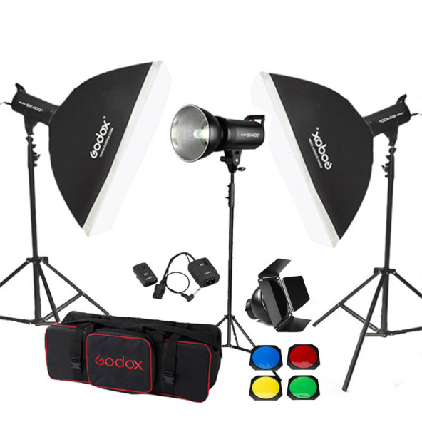 Godox SK400 II W/S 3'lü Stüdyo Paraflaş SoftBox Kit (400 Watt)