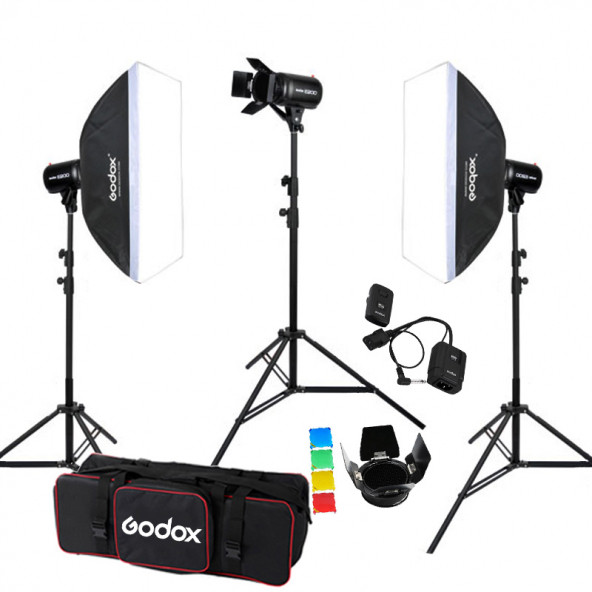 Godox E250 III W/S 3'lü Stüdyo Paraflaş SoftBox Kit (250 Watt)