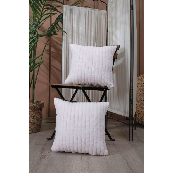 Tabu Home Stripe Pembe Yumuşacık İkili Kırlent Kılıfı 43x43