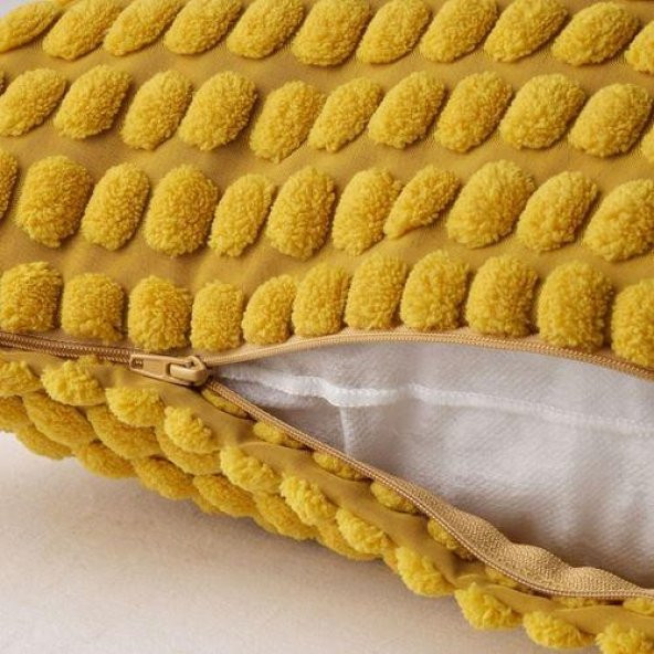 Kırlent Kılıfı Koyu Sarı-Hardal Renk MeridyenDukkan 50x50 cm Ev Tekstili - 3