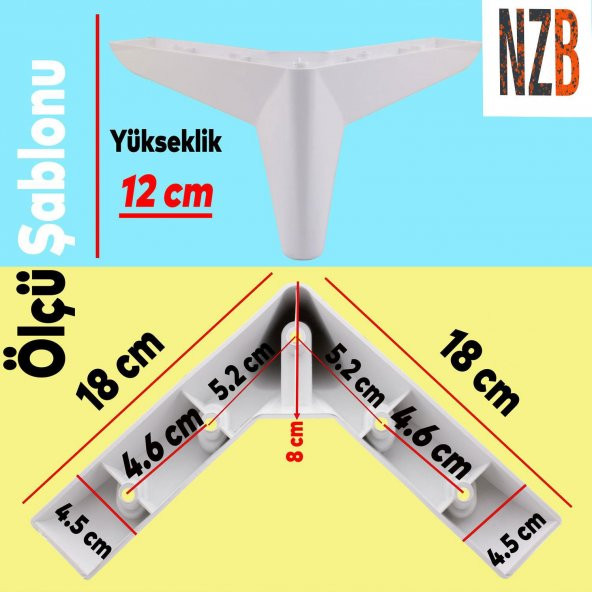 Lüks Mobilya Kanepe Sehpa Puf Koltuk Ayağı 12 cm Beyaz Baza Ayak - Resim 5