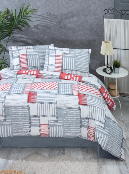 Tabu Home Patchwork Antrasit Gri Tek Kişilik Nevresim Takımı