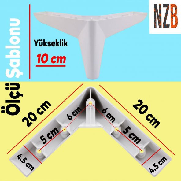 Lüks Mobilya Kanepe Sehpa Puf Koltuk Ayağı 10 cm Beyaz Baza Ayak - 2