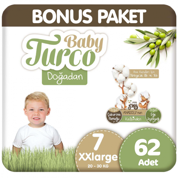 Baby Turco Doğadan Bonus Paket Bebek Bezi 7 Beden 62 Adet - 1