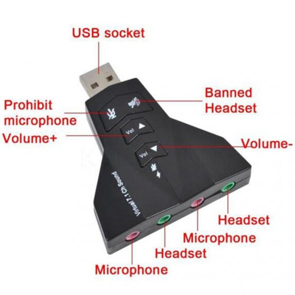 7 Kanal Mikrofon Destekli Çift Girişli Çevirici Harici Usb Ses Kartı - 6