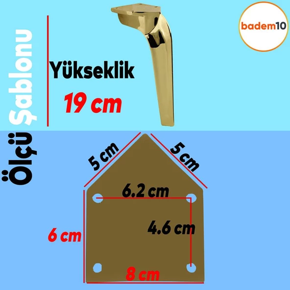 Repla Lüks Mobilya Kanepe Tv Ünitesi Konsol Koltuk Ayağı 19 Cm Gold Altın Ayakları - Resim 4