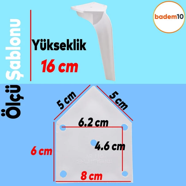 Repla Lüks Mobilya Kanepe Sehpa Tv Ünitesi Koltuk Ayağı 16 Cm Beyaz Baza Ayakları - 4