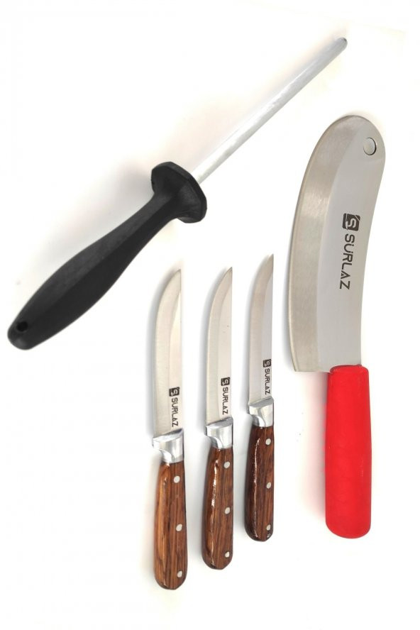 SürLaz Mutfak Zırh Bıçak Seti 5 Parça Meyve Bıçağı Bıçak Bileyici