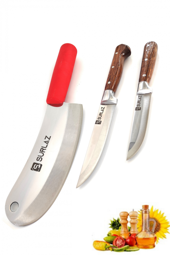 SürLaz Mutfak Bıçak Seti 3 Parça Meyve Sebze Bıçağı