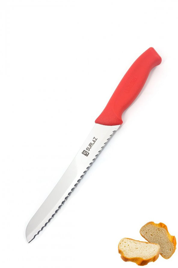 SürLaz Red Serisi Mutfak Bıçak Seti Tırtıklı Ekmek Bıçağı 29.5 Cm