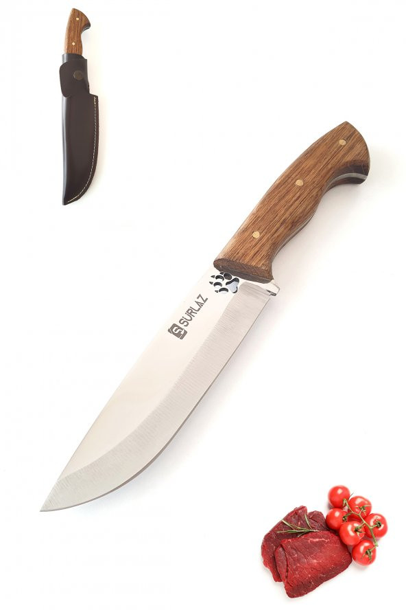 SürLaz Kamp Mutfak Bıçağı Outdoor Bıçak Şef Bıçağı Patili İşlemeli Kılıflı Bıçak