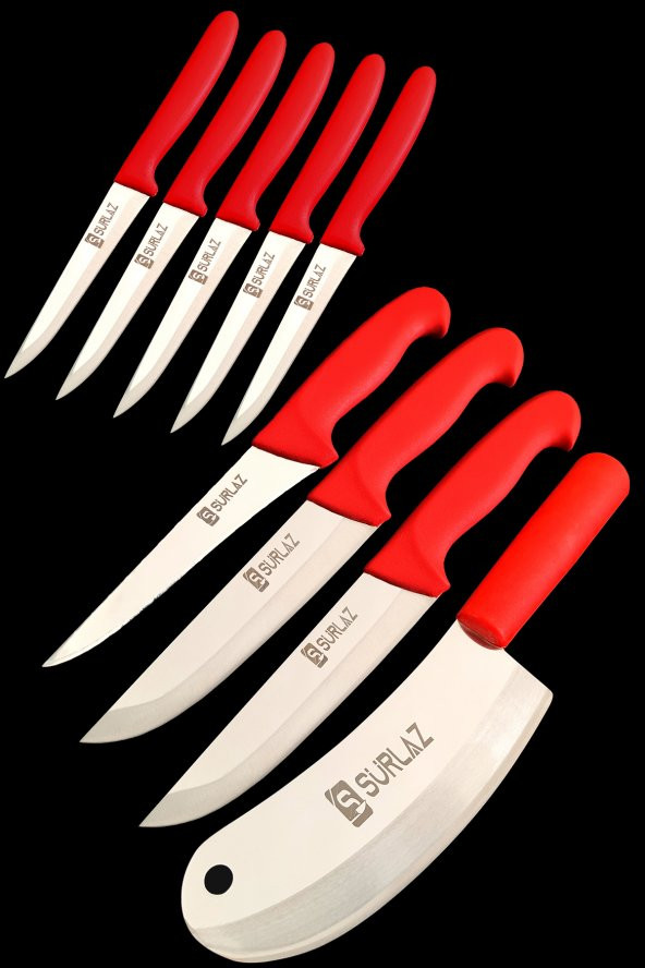 SürLaz 9 Parça Bıçak Seti Red Serisi