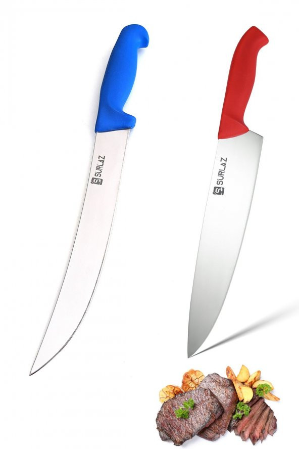 SürLaz Şef Bıçak Seti 2 Parça Mutfak Bıçağı Et Bıçağı Salata Bıçağı