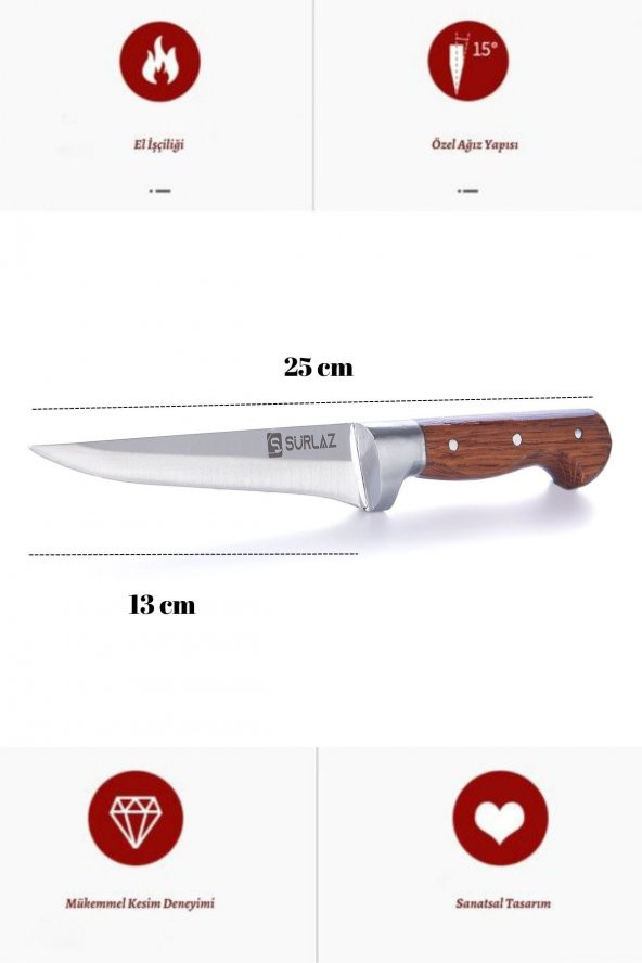 SürLaz Satır Zırh Bıçak Seti Pide Kesici Börek Bıçağı Mutfak Bıçağı 3Lü Set - 2