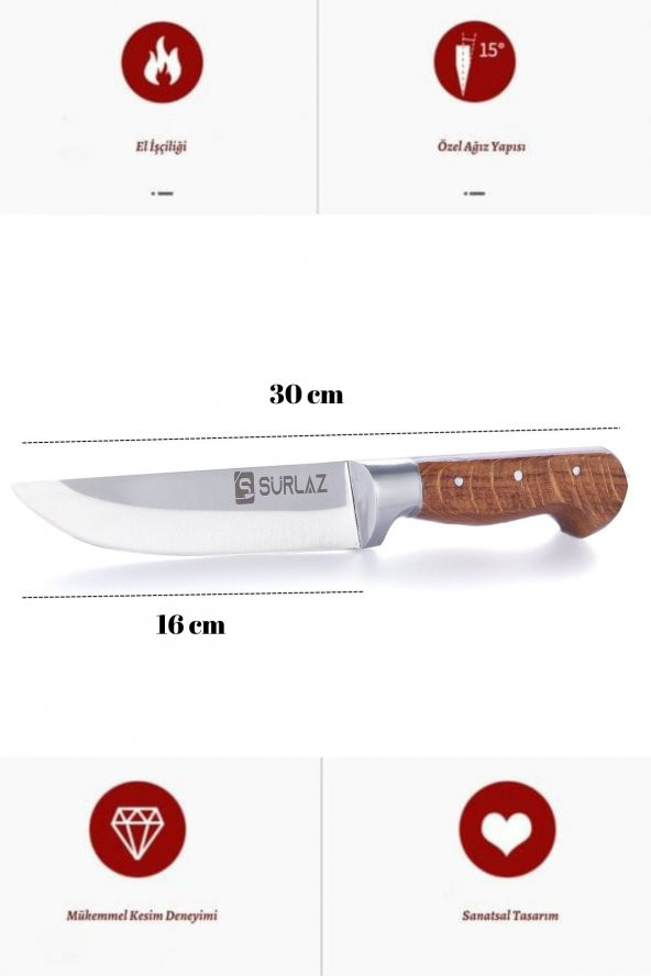 SürLaz Zırh Bıçak Seti Kıyma Bıçağı Pide Kesici Börek Bıçağı Mutfak Bıçak Seti - 3