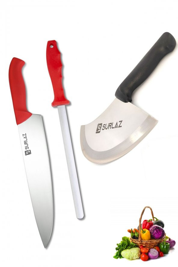 SürLaz Mutfak Bıçakları 3 Parça Şef Bıçağı Pizza Bıçağı Masat