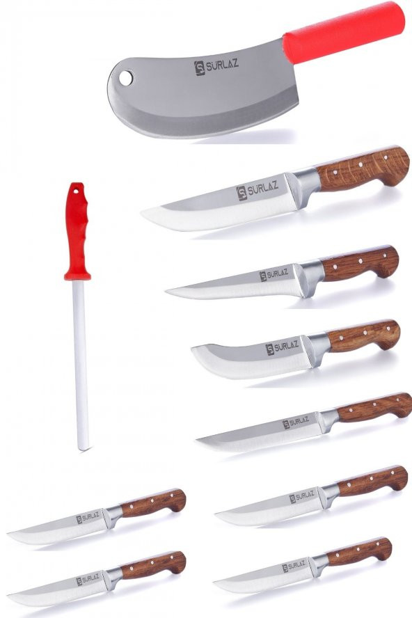 SürLaz Red Pro 10 Parça Mutfak Bıçak Seti