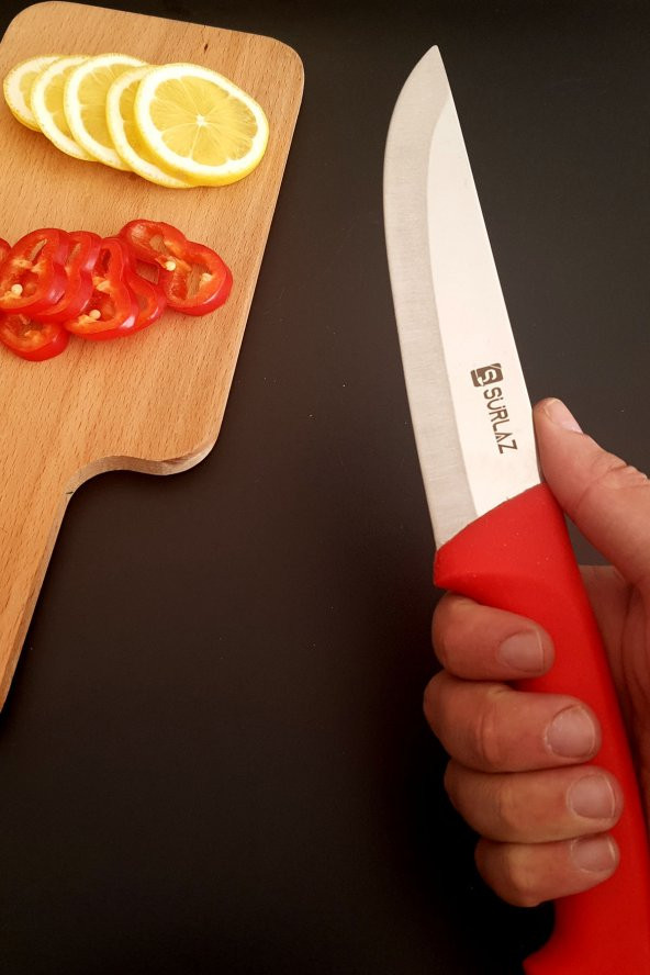 SürLaz Red Pratik Mutfak Bıçak Seti Salata Bıçağı Et Bıçağı Meyve Bıçağı 3Lü - 4