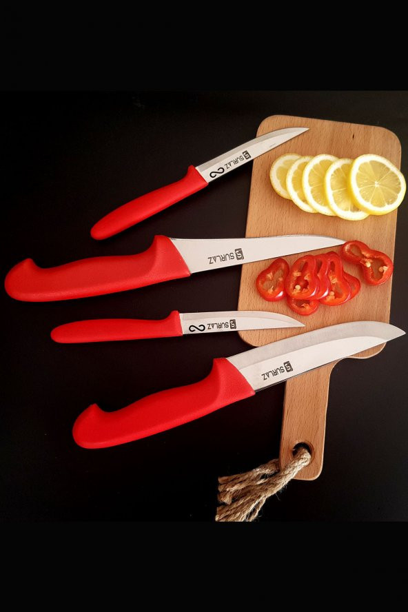 SürLaz Red Pratik Mutfak Bıçak Seti Et Bıçağı Meyve Bıçağı Sebze Bıçakları - 3
