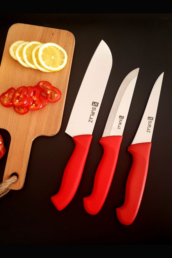 SürLaz Red Bıçak Seti Şef Bıçağı Et Bıçağı Meyve Sebze Doğrama Bıçakları