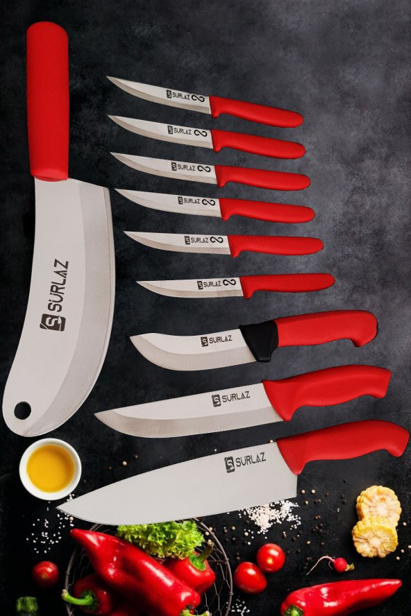 SürLaz Çeyizlik Bıçak Seti 10 Parça Red Serisi - Resim 2