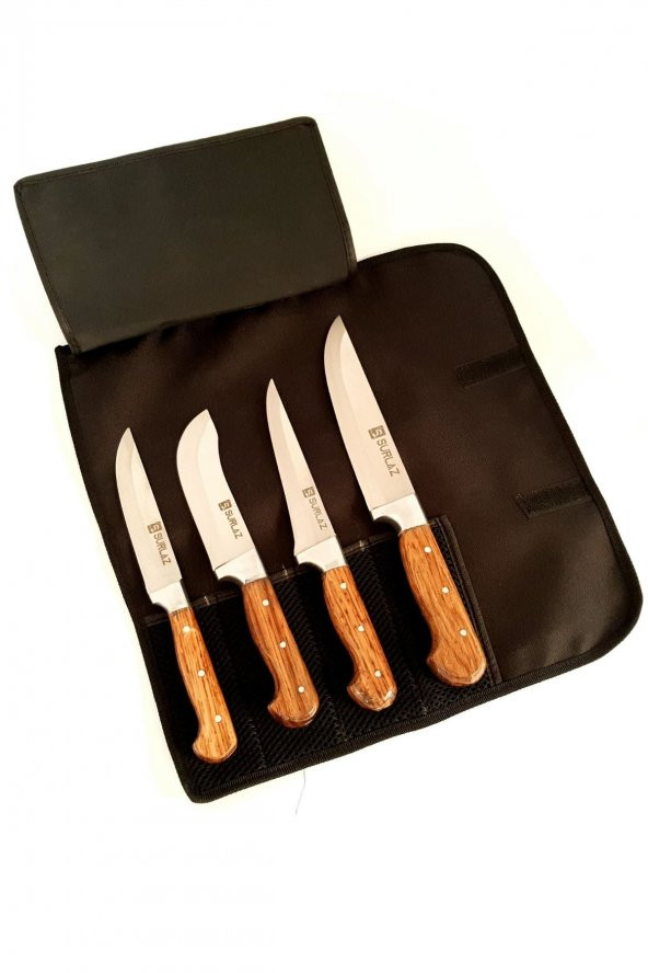 SürLaz Handmade Çantalı Bıçak Seti 4Lü
