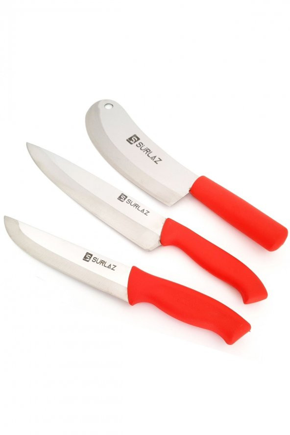 SürLaz  Red Pro 3 Parça Mutfak Bıçak Seti - 2