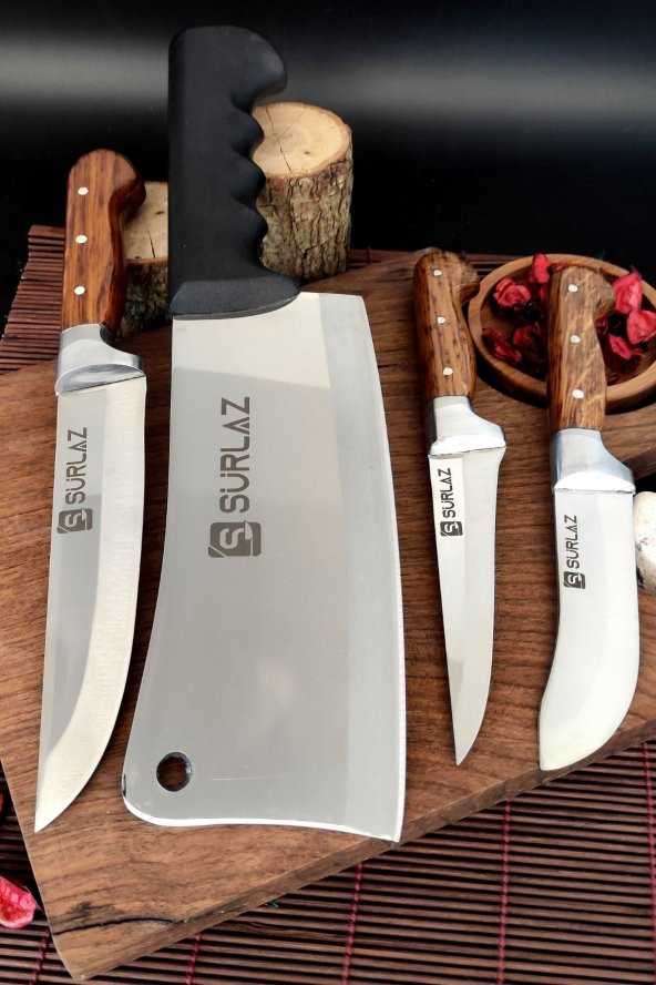 SürLaz Satır Zırh Bıçak Seti 4 Parça Et Bıçağı Handmade - 2