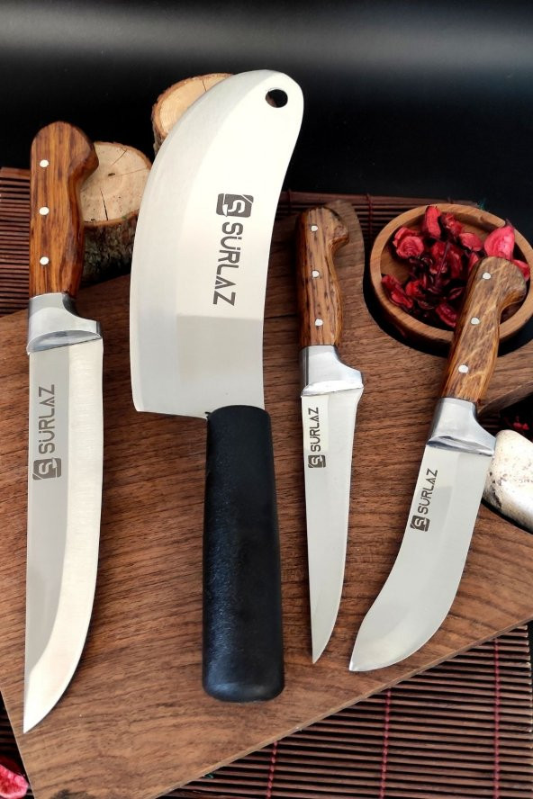 SürLaz Satır Zırh Et Bıçağı 4 Parça Mutfak Bıçak Seti Handmade - 2