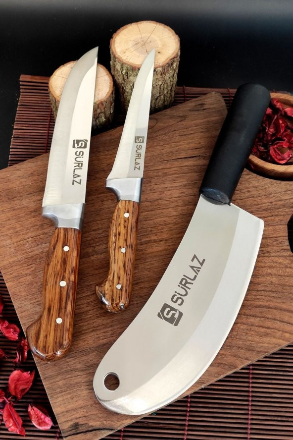 SürLaz Satır Zırh Et Bıçağı 3 Parça Kebap Seti Handmade - 2
