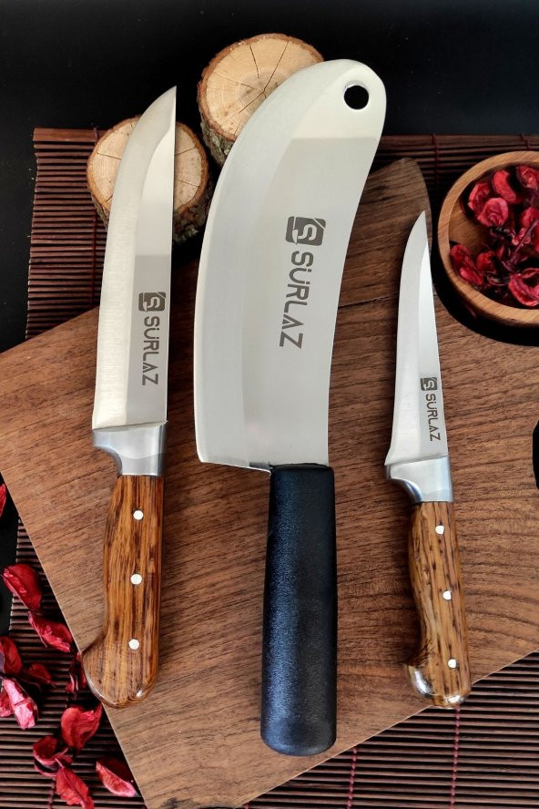 SürLaz Satır Zırh Et Bıçağı 3 Parça Kebap Seti Handmade - 3