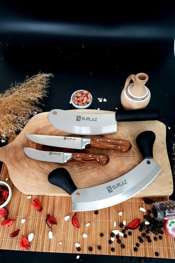 Sürlaz Zırh Bıçak Seti 4 Parça Soğan Satırı Kıyma Bıçağı Et Bıçakları