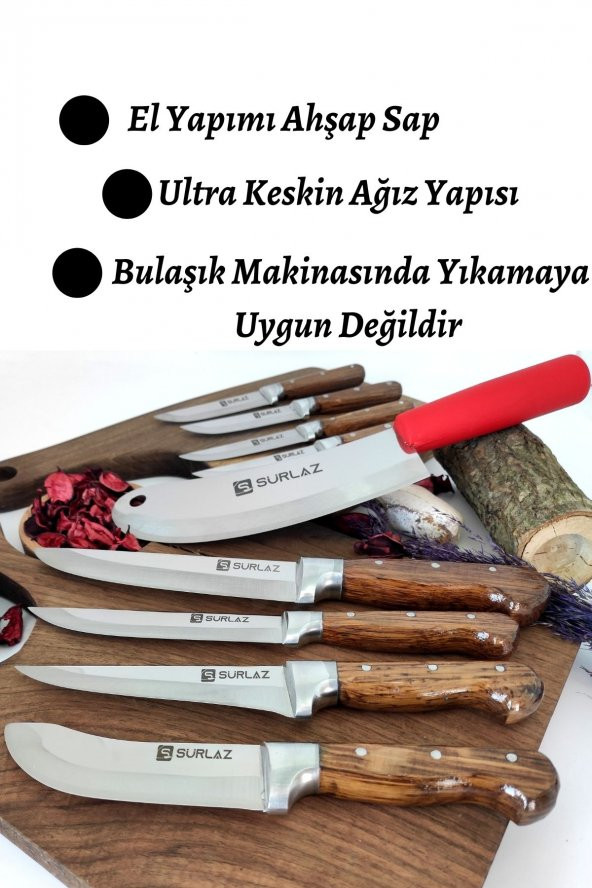 SürLaz 9 Parça Bıçak Seti Handmade Reds - 2