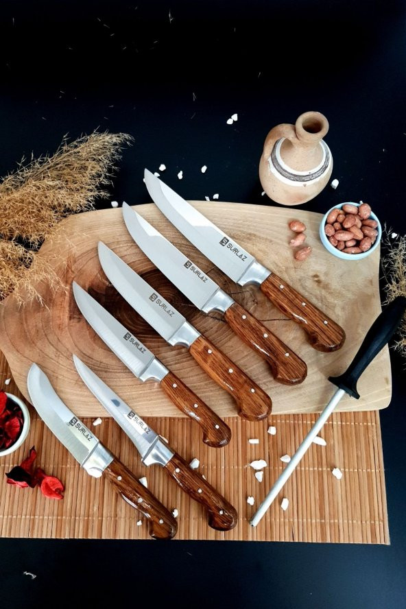 SürLaz Sürmene  Orijinal El Yapımı Mutfak Bıçak Seti 7 Parça Masatlı