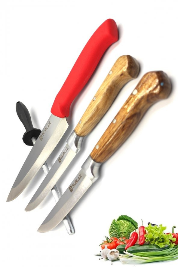 SürLaz Şef Bıçak Seti Et Ekmek Sebze Bıçakları 4 Parça Set - 2