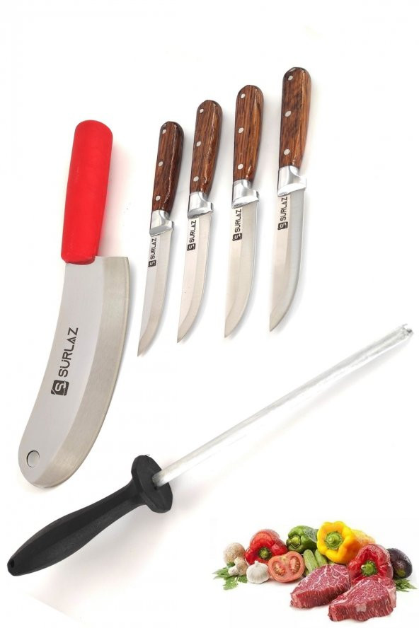 SürLaz Bıçak Seti 6 Parça Meyve Bıçağı Satır Zırh Bıçak Bileyici - 2