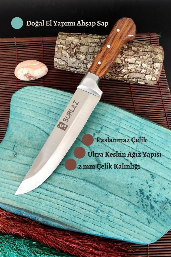 SürLaz SürLaz Bıçak Seti 4Lü Soğan Satırı Kasap Bıçakları - Resim 4