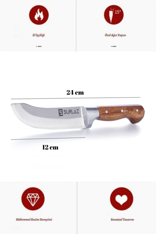 SürLaz Sürmene Kasap Bıçağı Soğan Satırı Pide Kesici Satır Zırh Set - 2