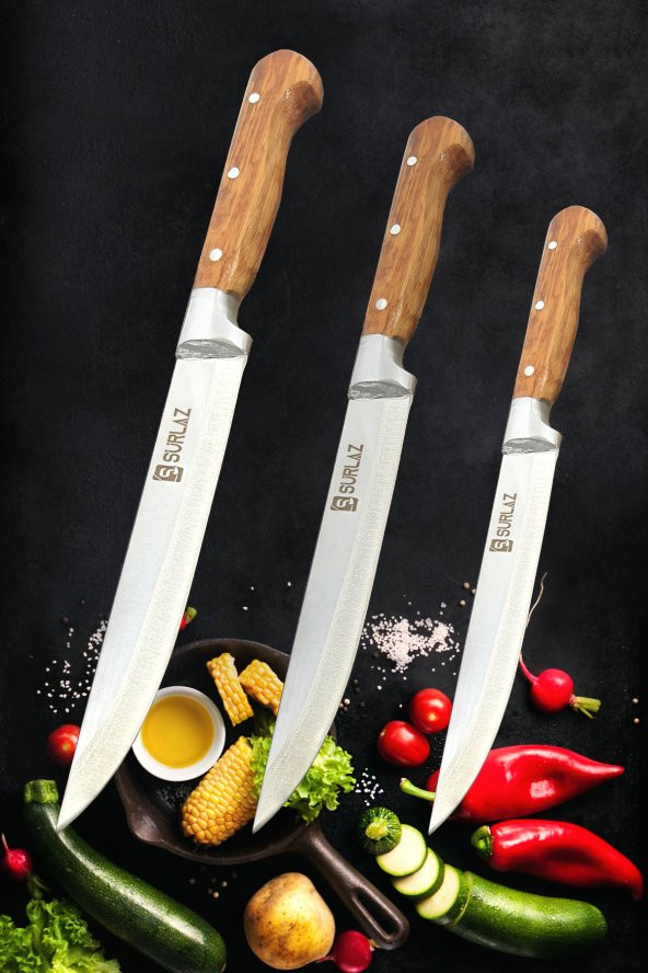 SürLaz Mutfak Sebze Ekmek Bıçak Set 3Lü