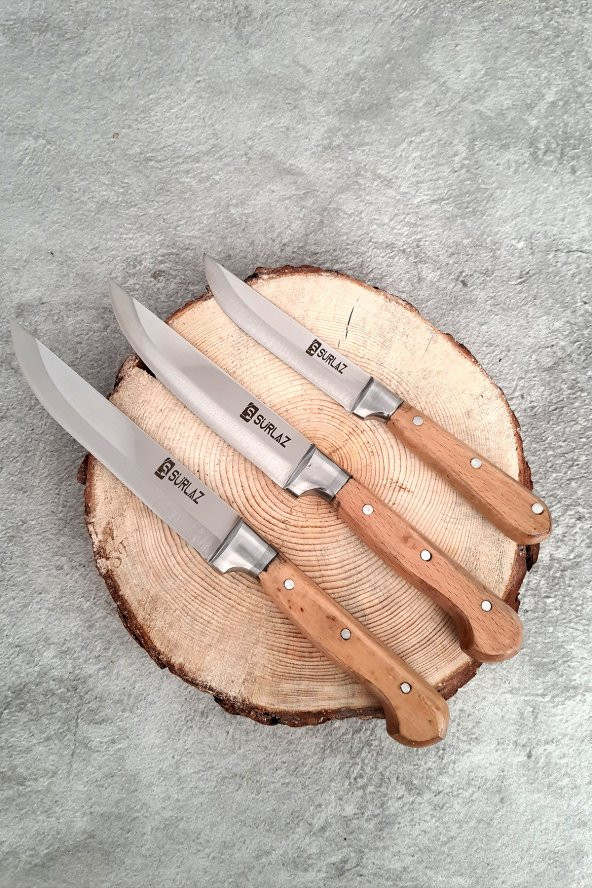 SürLaz Mutfak Sebze Ekmek Bıçak Set 3Lü - 4