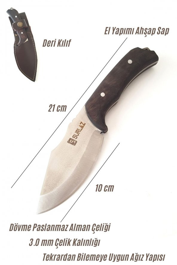 SürLaz Kampçı Bıçağı Outdoor Bıçak 21 cm Kılıflı Bıçak - 4