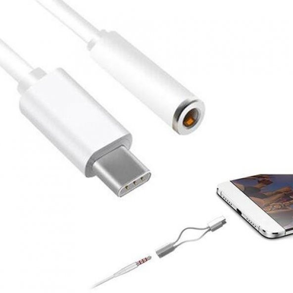Type-C To Dişi Aux Ses Kulaklık Kablosu Çevirici Stereo Sound - 8