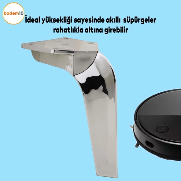 Repla Lüks Mobilya Kanepe Tv Ünitesi Konsol Koltuk Ayağı 19 Cm Parlak Krom Ayakları - 2