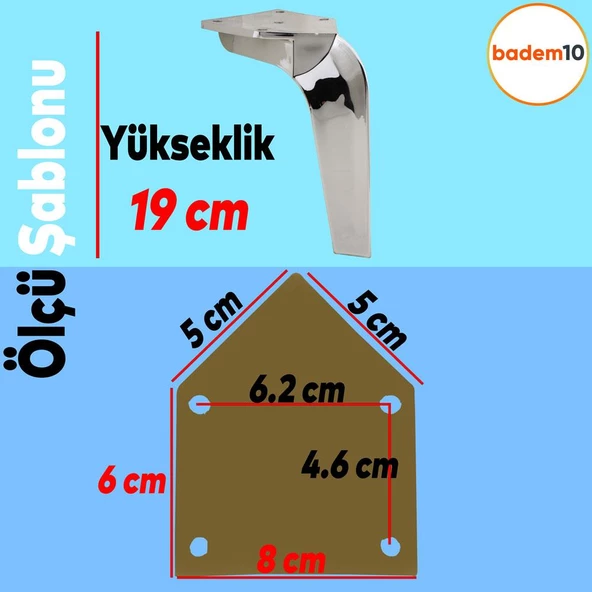 Repla Lüks Mobilya Kanepe Tv Ünitesi Konsol Koltuk Ayağı 19 Cm Parlak Krom Ayakları - 4