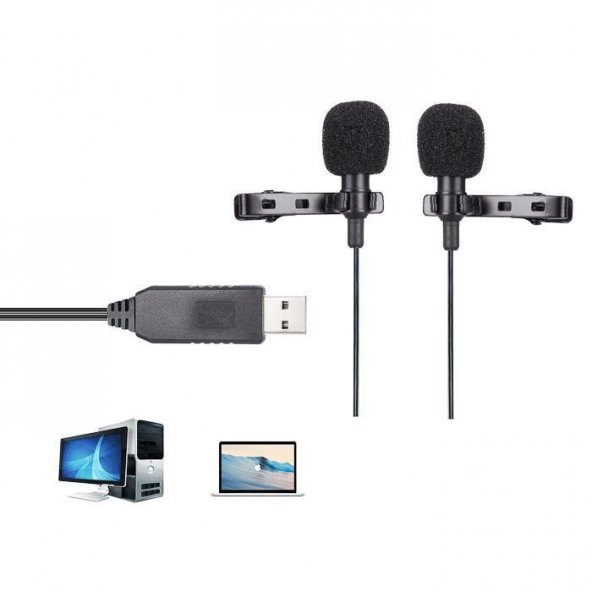 USB Jak Girişli Bilgisayar Laptop Mac Youtuber Yaka Mikrofonu - 8